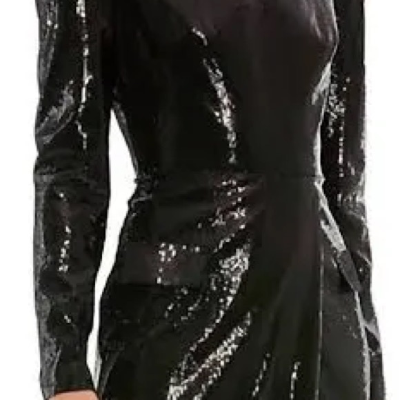 Black Sequined Structured Faux Blazer Mini Dress   26724 Macduggal - Picture 5 of 6